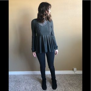 Free People Babydoll Lace Blouse